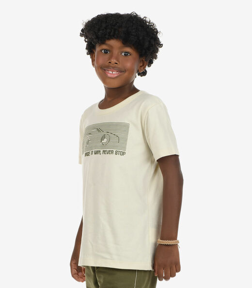 Conjunto Camiseta com Bermuda Masculino Rovi Kids Bege