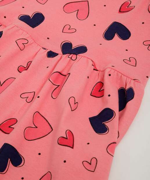 Vestido Infantil Estampa Corações Marisa Tam 1 a 3