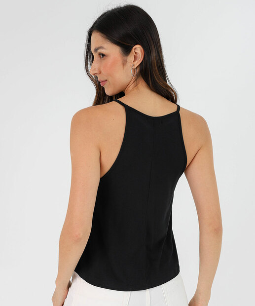 Blusa Regata Feminina Halter Neck Retilínea Marisa Preto