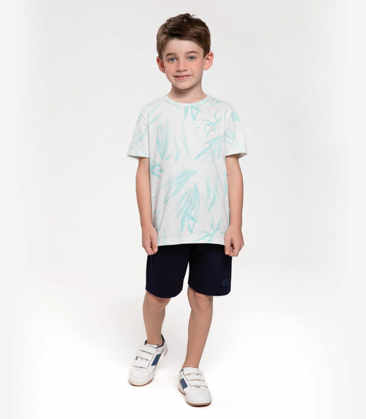 Camiseta Infantil Estampa Folhagens Trick Nick Azul