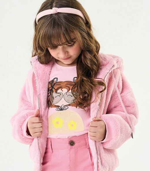 Blusa Infantil Feminina Manga Longa Trick Nick Rosa