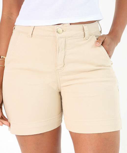 Bermuda Feminina Sarja Alfaiataria Bege