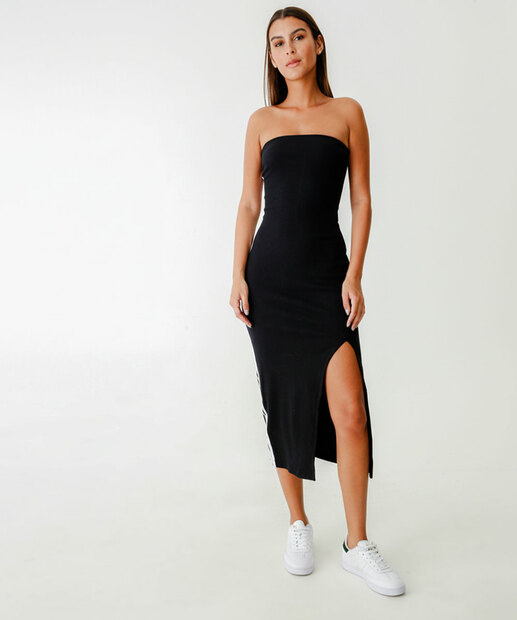 Vestido Midi Feminino Tomara Que Caia Listras Marisa Preto