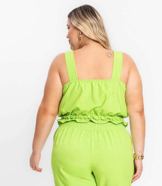 Regata Cropped Plus Size Neon Secret Glam Verde
