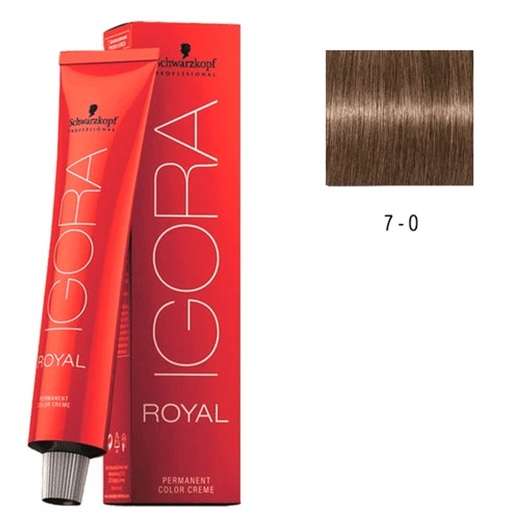 Coloração Schwarzkopf Igora Royal 60ml Cor:7-0 Louro Médio Natural