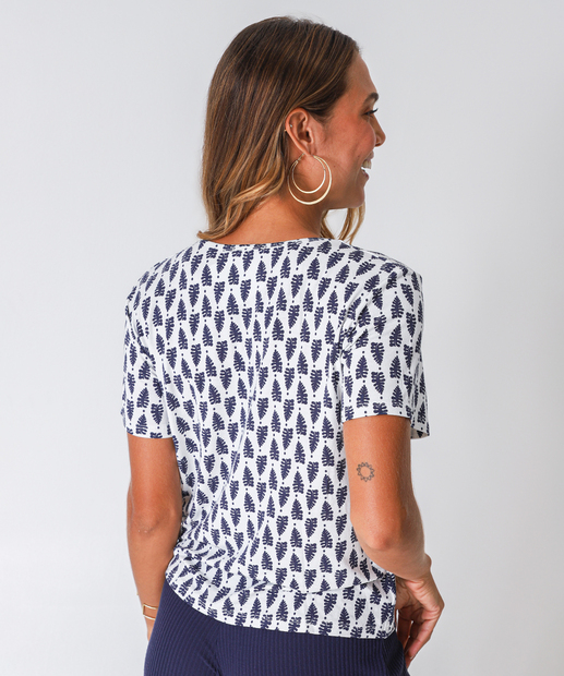 Blusa Feminina Estampada Manga Curta Marisa Off White