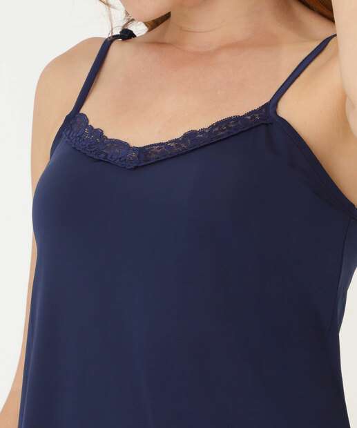 Camisola Liganete Recorte Renda Alças Finas Marisa