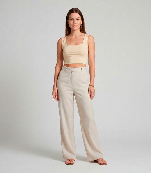 Top Feminino Com Decote Quadrado Infinita Cor Amarelo