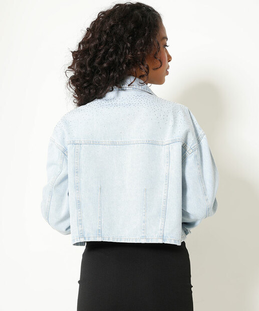 Jaqueta Feminina Jeans Strass Marisa