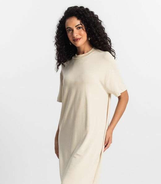 Vestido Midi Feminino Rovitex Bege