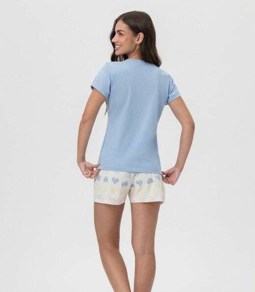 Short Doll Feminino Estampado Mensageira Da Paz Azul