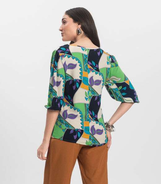 Blusa Manga Curta Infinita Cor Verde