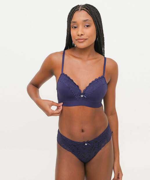 Calcinha Biquíni Renda Marisa Azul