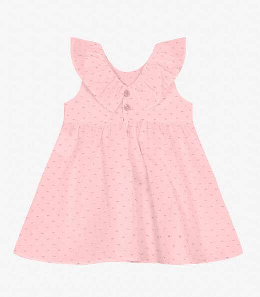 Vestido Infantil em Cotton Plumetis Trick Nick Rosa