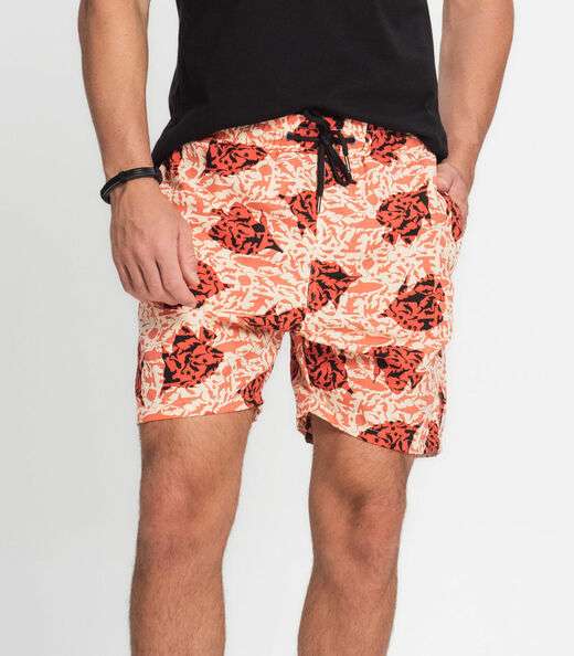 Shorts Masculino Estampado Microfibra Rovitex Laranja