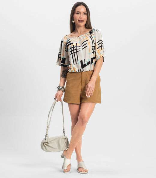 Blusa Feminina Ciganinha Infinita Cor Bege