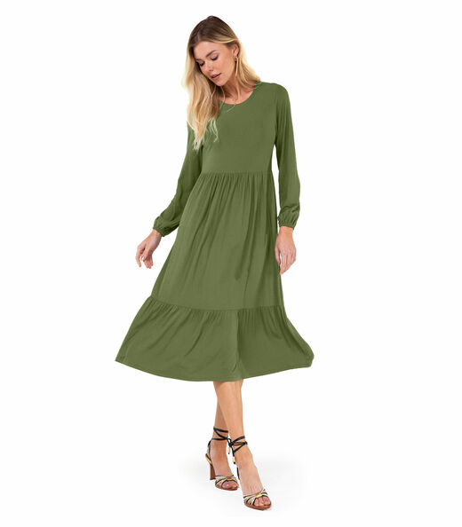 Vestido Midi Manga Longa Endless Verde