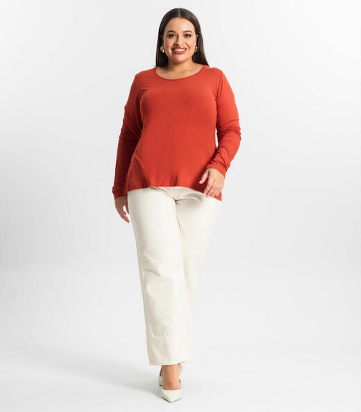 Blusa Manga Longa Viscotorcion Secret Glam Laranja