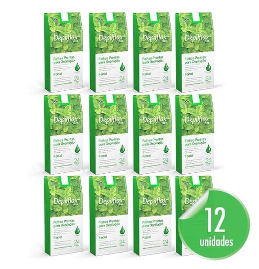 Image_Kit C/ 12 Caixas De Folhas Para Depilação Facial Hortelã Depilflax C/24 Unid Cad