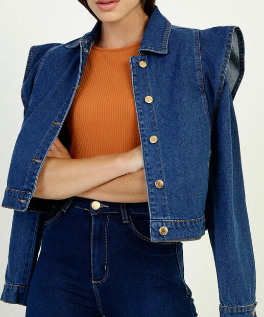 Jaqueta Feminina Botões Recorte Zune Jeans
