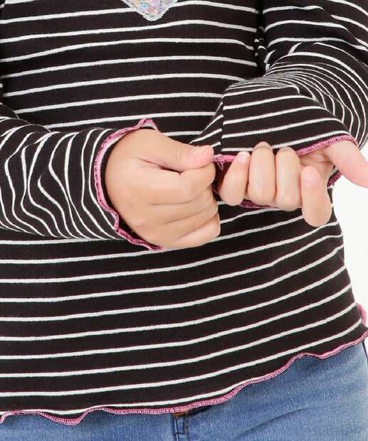 Camiseta Infantil Canelada Listrada Marisa Tam 4 a 10