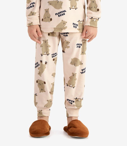 Pijama em Fleece Comfort Rovi Kids Bege