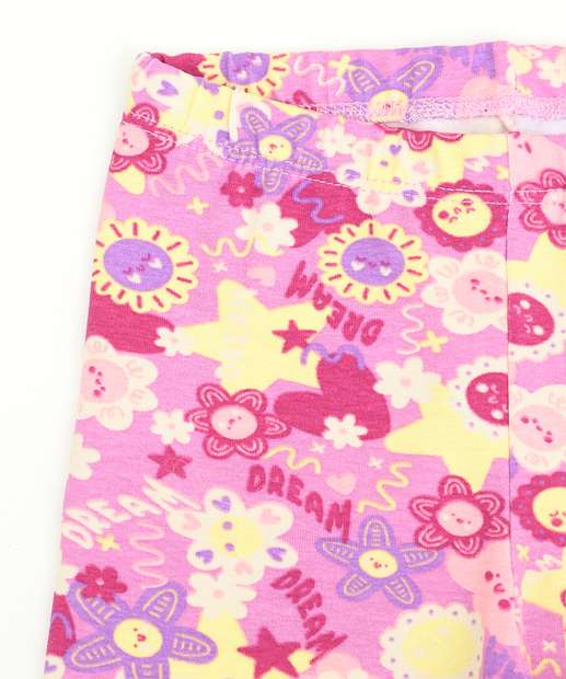 Bermuda Infantil Ciclista Cotton Estampa Flores Tam 1 a 3