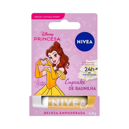 Image_Kit com 3 Unidades de Hidratante Labial Nivea Cupcake de Baunilha Bela Disney Pr