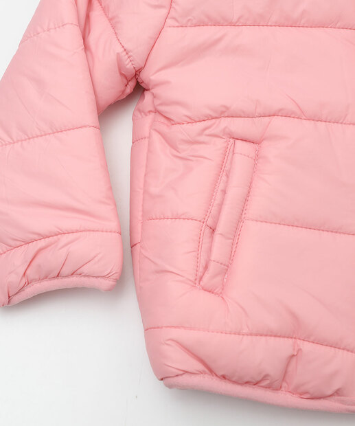 Jaqueta Infantil Puffer Capuz Tam 1 a 3 Marisa Rosa