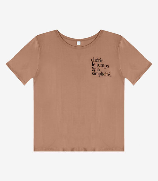 Blusa Feminina Manga Curta Infinita Cor Marrom