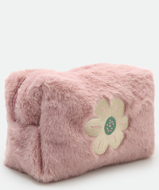 Image_Necessaire Feminina Pelúcia Flor Marisa Rosa
