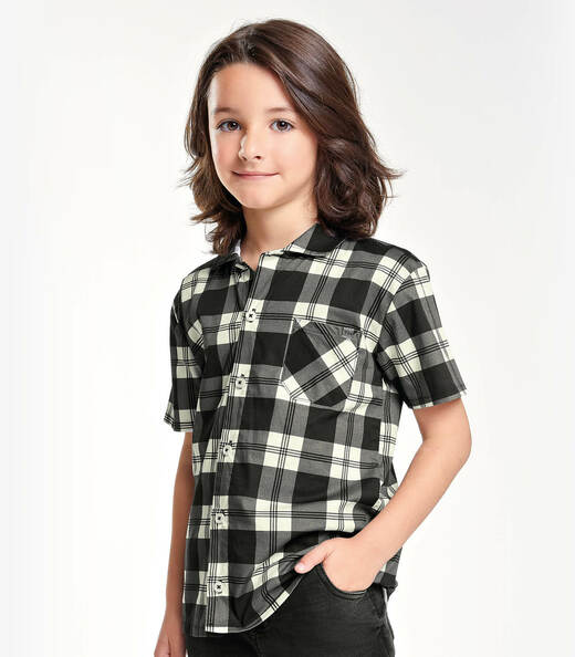 Camisa Xadrez Infantil Menino Trick Nick Preto