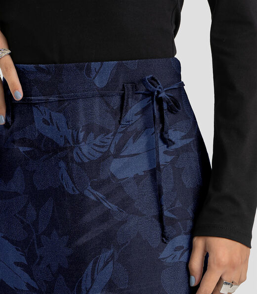 Saia Midi Feminino em Tecido Viscose Dianna Azul