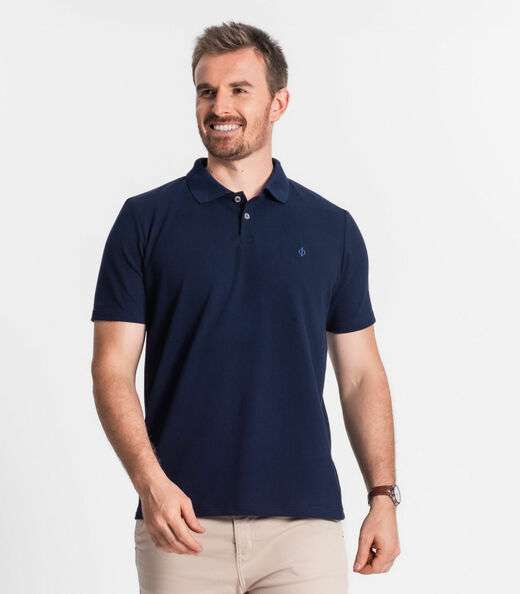Camisa Polo Básica Masculina Diametro Azul