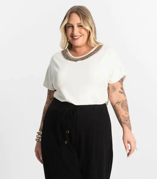 Image_Blusa Feminina Manga Curta Secret Glam Bege