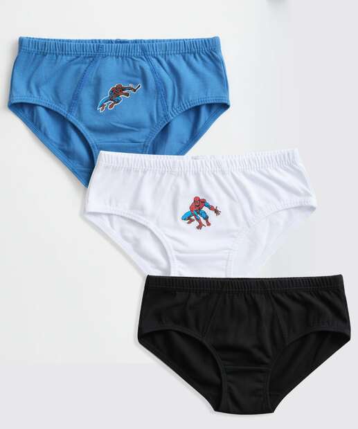 Image_Kit 3 Cuecas Infantil Homem Aranha Tam 2 a 12 Azul