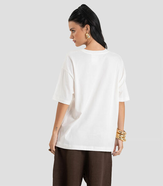 T- Shirt Feminina Oversized Brasil Dianna Bege