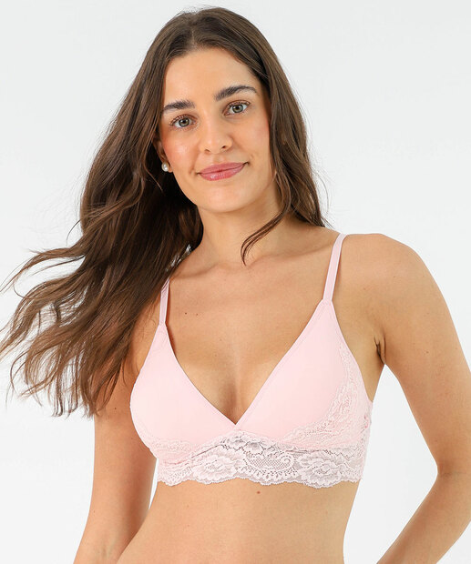 Sutiã Bra Top Triângulo Renda Marisa Rosa