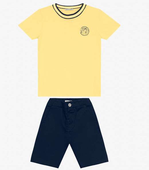 Conjunto Camiseta com Bermuda Trick Nick Amarelo