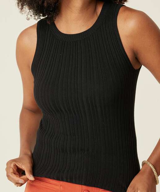 Blusa Feminina Tricô Canelada Sem Manga Marisa