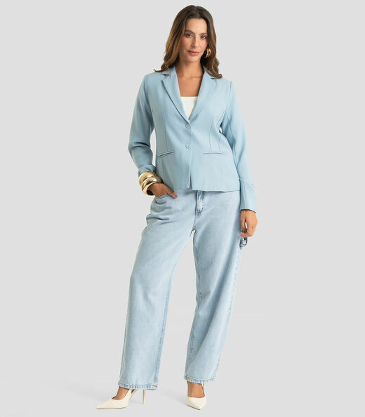 Blazer Feminino Em Alfaiataria Forrado Endless Azul