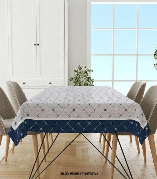 Toalha De Mesa Retangular 6 Lugares Wevans Azul