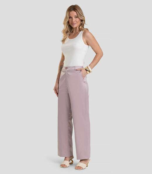 Image_Calça Feminina Pantalona em Tecido Plano Dianna Cinza