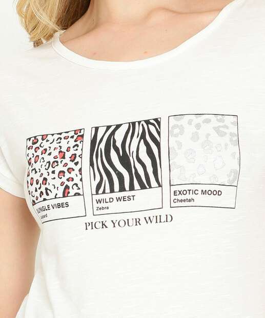 Blusa Feminina Animal Print Manga Curta 