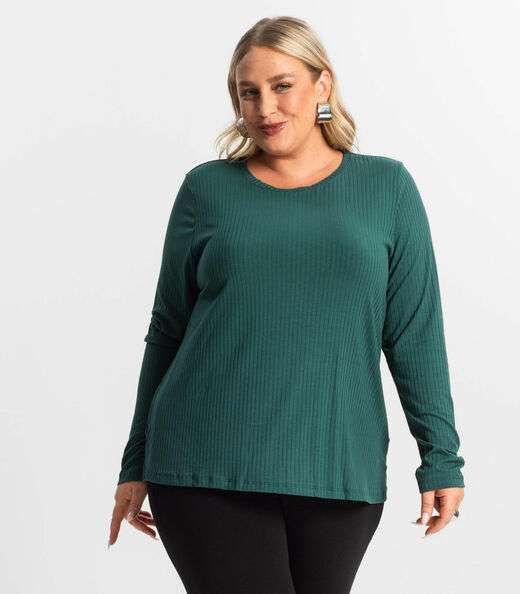 Image_Blusa Manga Longa Ribana Canelada Secret Glam Verde