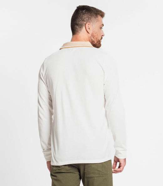 Camisa Polo Masculina Manga Longa Diametro Bege