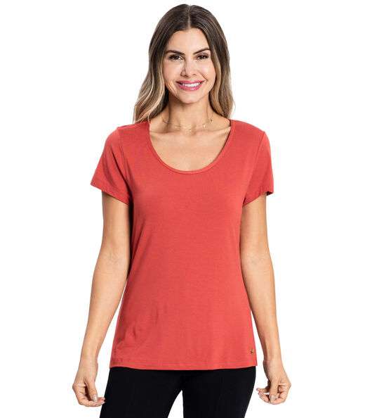 Blusa Feminina Viscotorcion Básica Rovitex Marrom