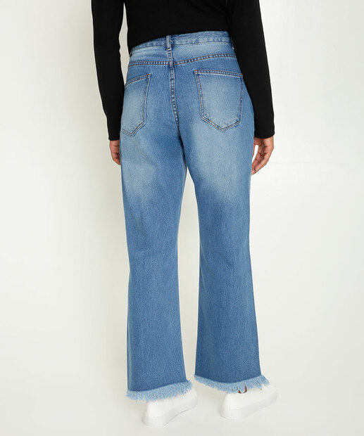 Calça Jeans Reta Feminina Barra Desfiada Marisa