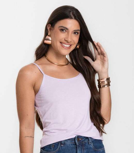 Blusa Feminina de Alças Básica Rovitex Roxo