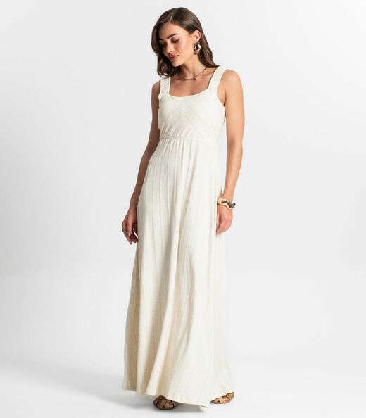 Vestido Longo Em Vicolinho Endless Bege